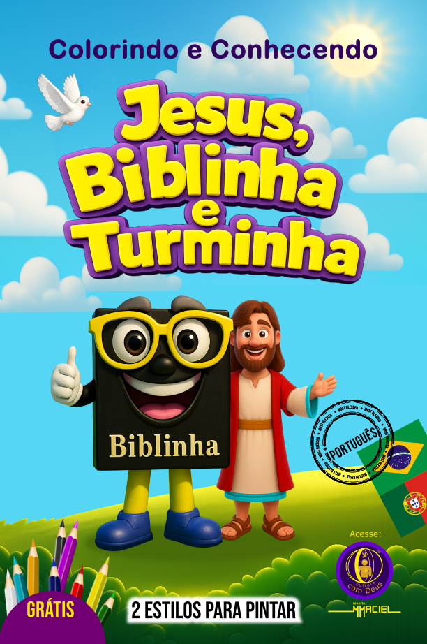 Novo livrinho bíblico infantil da Biblinha e Turminha com 40 desenhos para colorir e aprender sobre Jesus